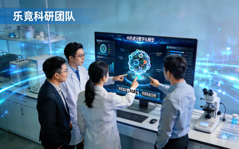 乐竟科研团队在大数据平台前分析中药成分数字化模型与作用机制