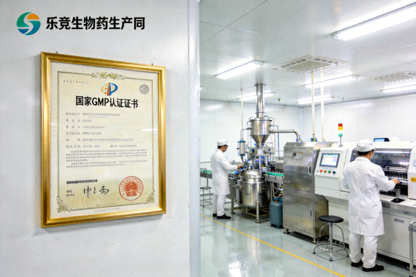 乐竟生物药生产车间通过国家GMP认证，墙上挂着认证证书